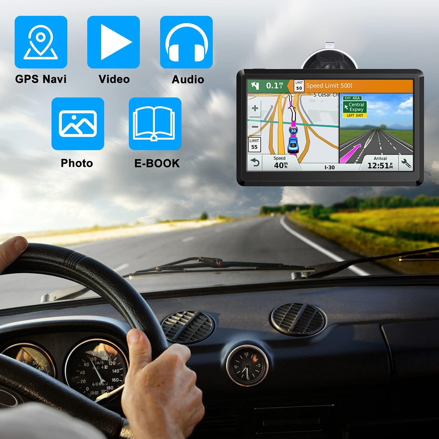 Car GPS Navigation GPS Navigation for Truck & RV & Car, Driver Alerts, Turn-by-Turn Directions, 2025 Map with Free UpdateMap - Image 6