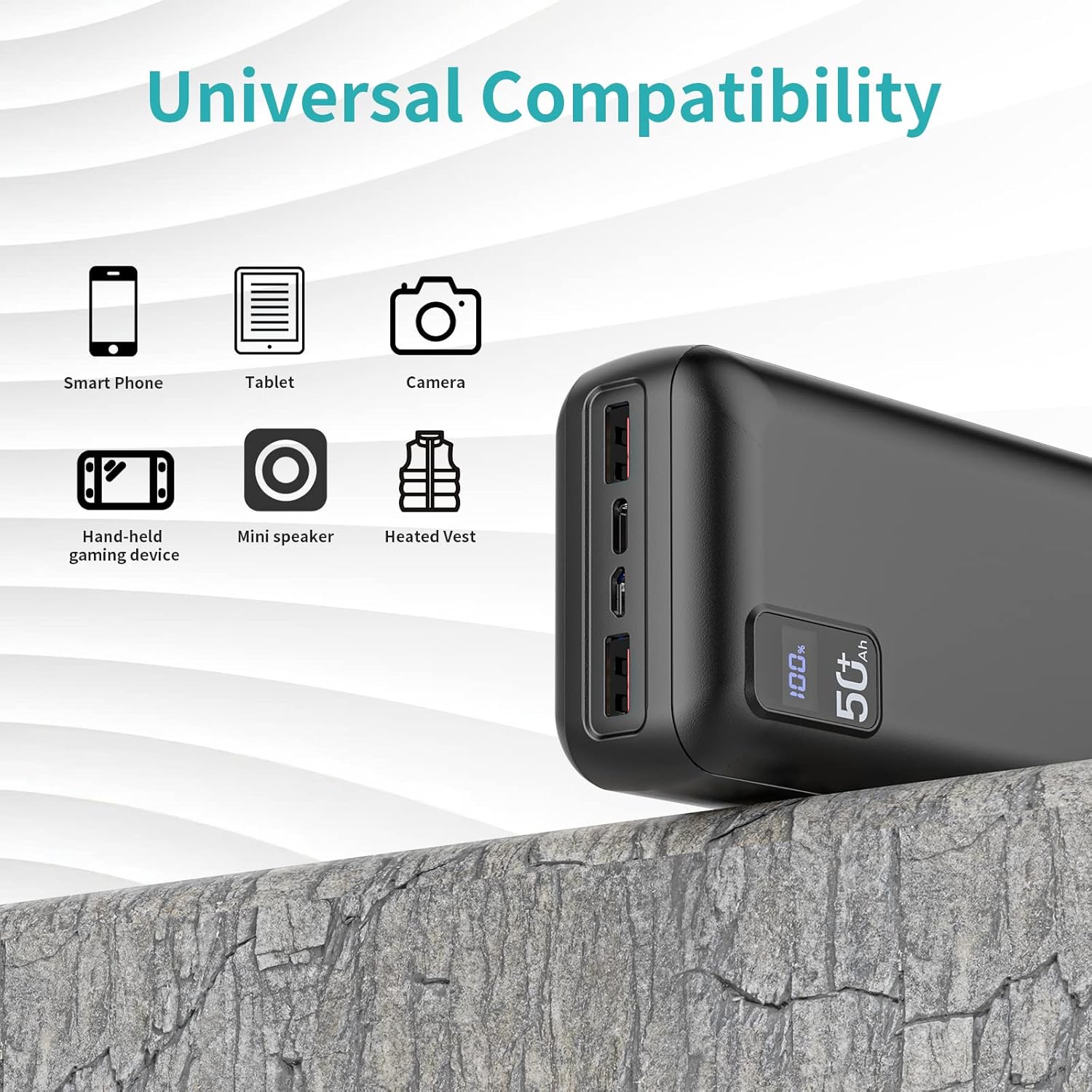Power Bank 50000mAh 22.5W Fast Charging Portable Charger USB-C Quick Charge with 3 Outputs & 2 Inputs LED Display Huge Capacity External Battery Pack for Most Electronic Devices on The Market - Image 7